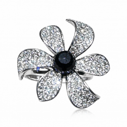 Anello fiore ossidiana