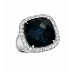 Anello ossidiana e zirconi