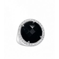 Anello ossidiana e zirconi