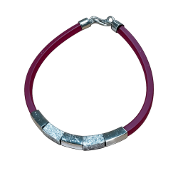 Bracciale argento e caucciù