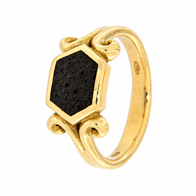 Anello Leonardo Da Vinci con lava di Stromboli