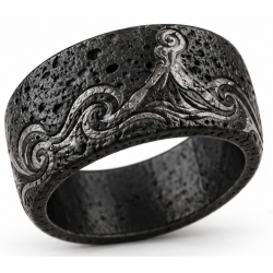 Hand-carved lava stone ring